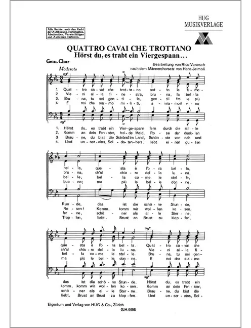 Quattro cavai che trottano